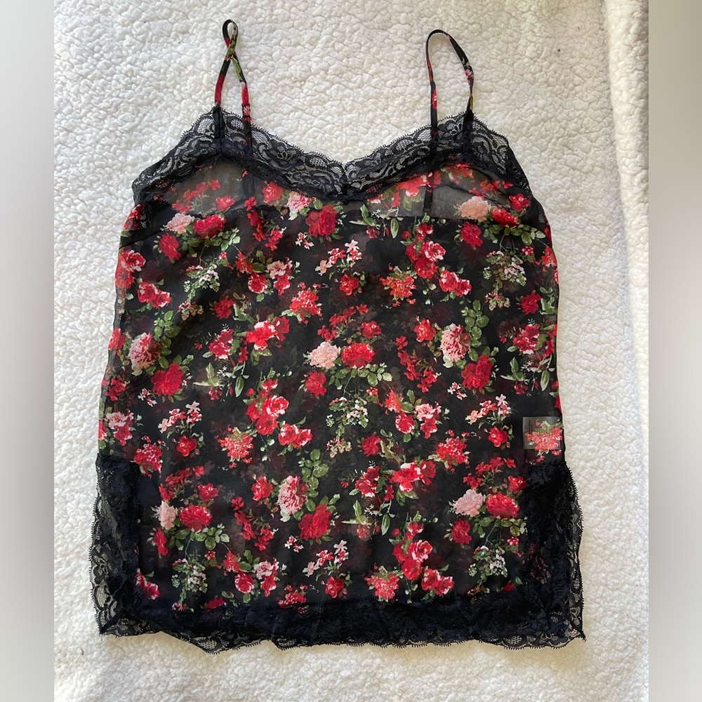 Metaphor camisole/chemise adjustable straps elastic split side